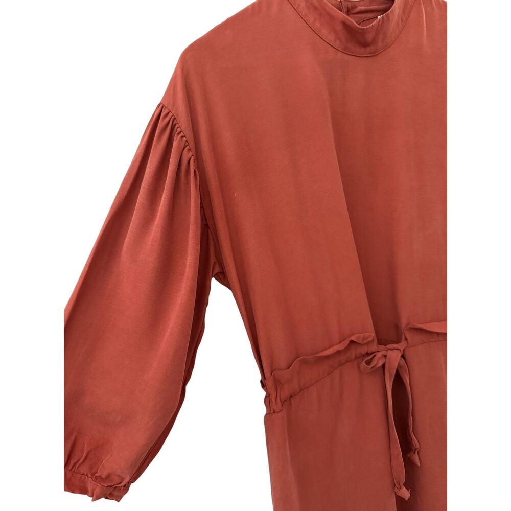 Eve Gravel Sonora Cinch Waist Dress Burnt Orange Pockets Size Small - Picture 12 of 13